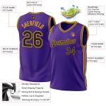 Personalized Purple Black-Gold Authentic Throwback Basketball Jersey