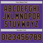 Personalized Purple Black-Gold Bomber Full-Snap Varsity Letterman Two Tone Jacket Team Custom Name and Number