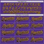 Personalized Purple Black-Gold Bomber Full-Snap Varsity Letterman Two Tone Jacket Team Custom Name and Number