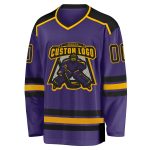 Personalized Purple Black-Gold Hockey Jersey