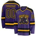 Personalized Purple Black-Gold Hockey Jersey