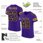 Personalized Purple Black-Gold Mesh Authentic Football Jersey Team Custom Name and Number