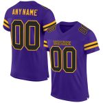 Personalized Purple Black-Gold Mesh Authentic Football Jersey Team Custom Name and Number