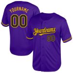 Personalized Purple Black-Gold Mesh Authentic Throwback Baseball Jersey Team Custom Name and Number