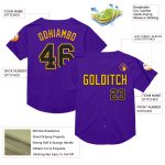 Personalized Purple Black-Gold Mesh Authentic Throwback Baseball Jersey
