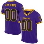 Personalized Purple Black-Gold Mesh Authentic Throwback Football Jersey Team Custom Name and Number