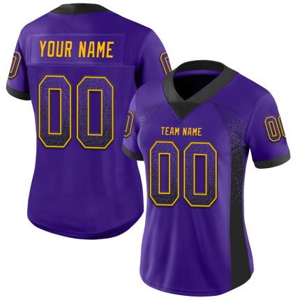 Personalized Purple Black-Gold Mesh Drift Fashion Football Jersey Team Custom Name and Number