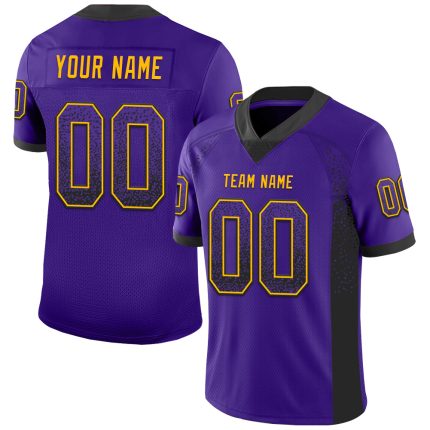 Personalized Purple Black-Gold Mesh Drift Fashion Football Jersey Team Custom Name and Number