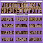 Personalized Purple Black-Gold Stitched Cuffed Knit Hat Team Custom Name and Number