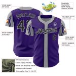 Personalized Purple Black-Gray 3 Colors Arm Shapes Authentic Baseball Jersey Team Custom Name and Number