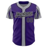 Personalized Purple Black-Gray 3 Colors Arm Shapes Authentic Baseball Jersey Team Custom Name and Number