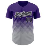 Personalized Purple Black-Gray 3D Pattern Design Gradient Square Shapes Authentic Baseball Jersey Team Custom Name and Number