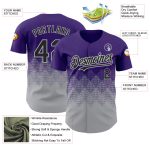Personalized Purple Black-Gray 3D Pattern Design Gradient Square Shapes Authentic Baseball Jersey Team Custom Name and Number