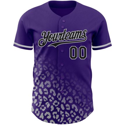 Personalized Purple Black-Gray 3D Pattern Design Leopard Print Fade Fashion Authentic Baseball Jersey Team Custom Name and Number