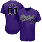 Personalized Purple Black-Gray Authentic Baseball Jersey