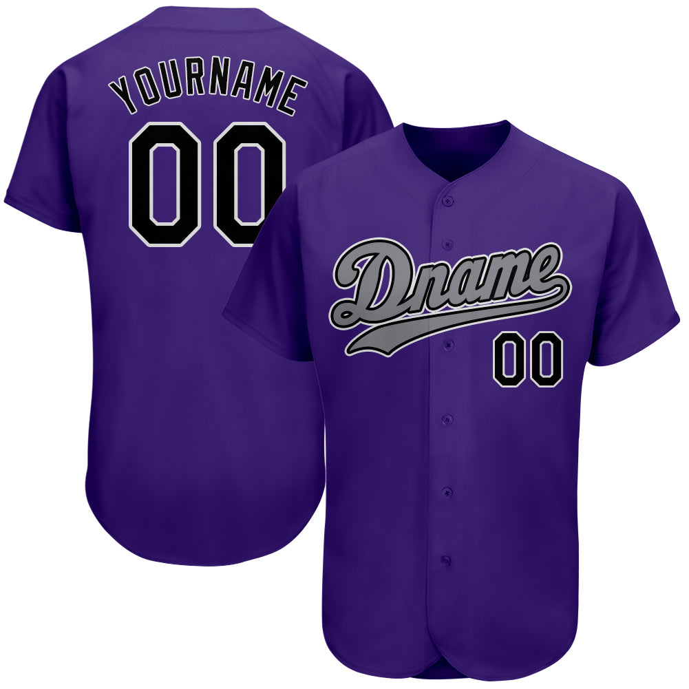 Personalized Purple Black-Gray Authentic Baseball Jersey