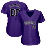 Personalized Purple Black-Gray Authentic Baseball Jersey Team Custom Name and Number