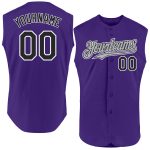 Personalized Purple Black-Gray Authentic Sleeveless Baseball Jersey Team Custom Name and Number