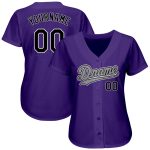 Personalized Purple Black-Gray Authentic Softball Jersey Team Custom Name and Number