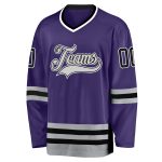 Personalized Purple Black-Gray Hockey Jersey Team Custom Name and Number