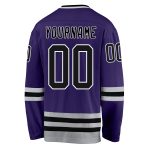 Personalized Purple Black-Gray Hockey Jersey Team Custom Name and Number