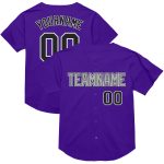 Personalized Purple Black-Gray Mesh Authentic Throwback Baseball Jersey