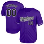 Personalized Purple Black-Gray Mesh Authentic Throwback Baseball Jersey Team Custom Name and Number