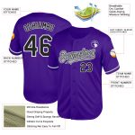 Personalized Purple Black-Gray Mesh Authentic Throwback Baseball Jersey Team Custom Name and Number