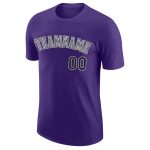 Personalized Purple Black-Gray Performance T-Shirt Team Custom Name and Number