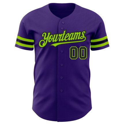 Personalized Purple Black-Neon Green Authentic Baseball Jersey