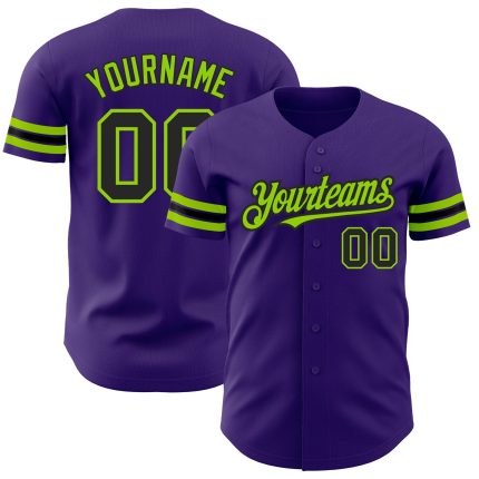 Personalized Purple Black-Neon Green Authentic Baseball Jersey