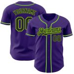 Personalized Purple Black-Neon Green Authentic Baseball Jersey Team Custom Name and Number