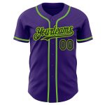Personalized Purple Black-Neon Green Authentic Baseball Jersey Team Custom Name and Number