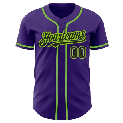 Personalized Purple Black-Neon Green Authentic Baseball Jersey Team Custom Name and Number