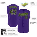 Personalized Purple Black-Neon Green Authentic Sleeveless Baseball Jersey Team Custom Name and Number