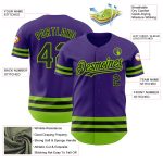 Personalized Purple Black-Neon Green Line Authentic Baseball Jersey Team Custom Name and Number