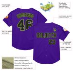 Personalized Purple Black-Neon Green Mesh Authentic Throwback Baseball Jersey
