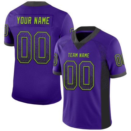 Personalized Purple Black-Neon Green Mesh Drift Fashion Football Jersey Team Custom Name and Number