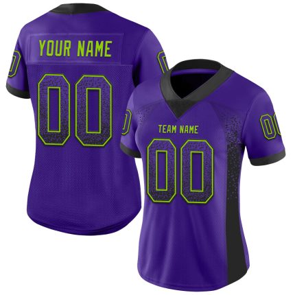 Personalized Purple Black-Neon Green Mesh Drift Fashion Football Jersey Team Custom Name and Number