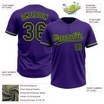 Personalized Purple Black-Neon Green Two-Button Unisex Softball Jersey Team Custom Name and Number