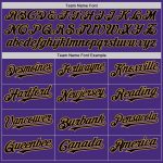 Personalized Purple Black-Old Gold 3 Colors Arm Shapes Authentic Baseball Jersey Team Custom Name and Number