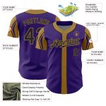 Personalized Purple Black-Old Gold 3 Colors Arm Shapes Authentic Baseball Jersey Team Custom Name and Number