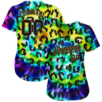 Personalized Purple Black-Old Gold 3D Pattern Design Leopard Authentic Baseball Jersey Team Custom Name and Number