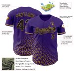 Personalized Purple Black-Old Gold 3D Pattern Design Leopard Print Fade Fashion Authentic Baseball Jersey Team Custom Name and Number