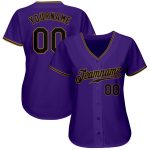 Personalized Purple Black-Old Gold Authentic Baseball Jersey Team Custom Name and Number