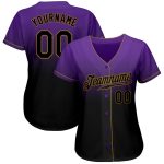 Personalized Purple Black-Old Gold Authentic Fade Fashion Baseball Jersey Team Custom Name and Number