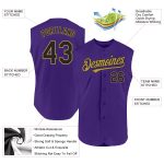 Personalized Purple Black-Old Gold Authentic Sleeveless Baseball Jersey Team Custom Name and Number