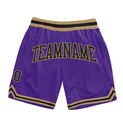 Personalized Purple Black-Old Gold Authentic Throwback Basketball Shorts Team Custom Name and Number