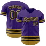 Personalized Purple Black-Old Gold Line Authentic Baseball Jersey Team Custom Name and Number