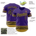Personalized Purple Black-Old Gold Line Authentic Baseball Jersey Team Custom Name and Number